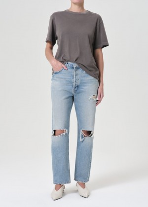 Denim Agolde 90's Mid Rise Straight Femme Threadbare | LMIHA-4529