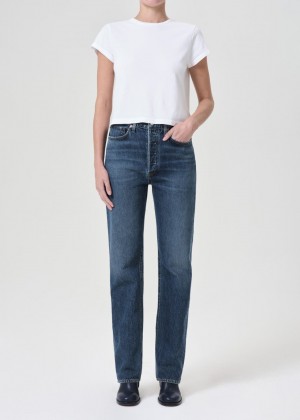Denim Agolde 90's Pinch Waist High Rise Straight Long Femme Control | QRFAP-1573