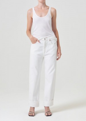 Denim Agolde Fran Low Slung Straight Femme Milkshake | QZJRA-5709