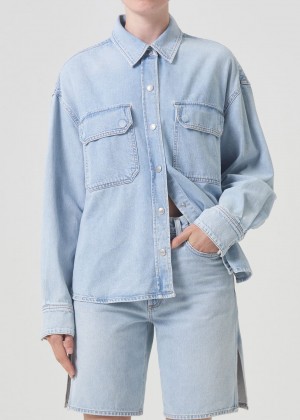 Denim Agolde Gwen Slice Shirt Femme Tension | ANGEM-4820