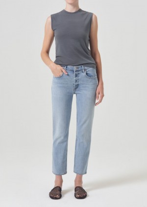 Denim Agolde Kye Mid Rise Straight Crop STRETCH Femme Diversion | HLPRG-9518