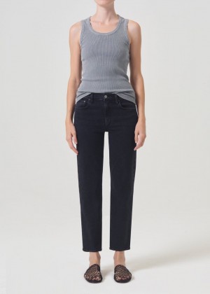 Denim Agolde Kye Mid Rise Straight Crop STRETCH Femme Pepper | YFEWJ-7021