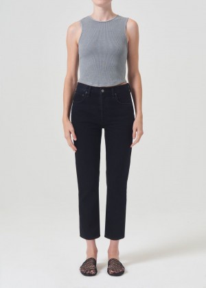 Denim Agolde Riley High Rise Straight Crop Femme Crushed | LXMRG-7653