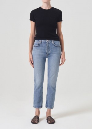 Denim Agolde Riley High Rise Straight Crop Stretch Femme Quiver | NIZAF-9618