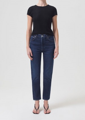 Denim Agolde Riley High Rise Straight Crop Stretch Femme Divided | TPBQX-9408
