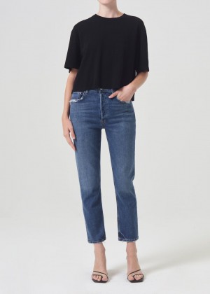 Denim Agolde Riley High Rise Straight Crop Stretch Femme Pose | FIMQN-5830
