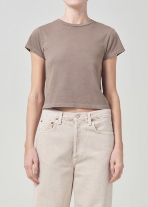 Hauts Agolde Adine Shrunken Tee Femme Kiln | OZTGA-7254