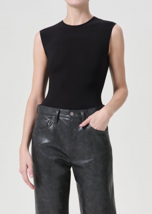 Hauts Agolde Aura Sleeveless Bodysuit Femme Noir | ZEATP-1925