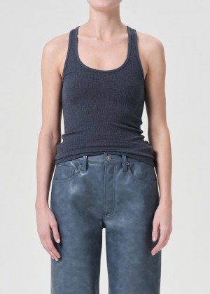 Hauts Agolde Bianca Tank Femme Bleu | NHLGV-7542