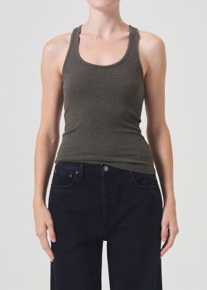 Hauts Agolde Bianca Tank Femme Crocodile | YJALU-1064
