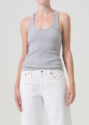 Hauts Agolde Bianca Tank Femme Grise | GUWBS-8459