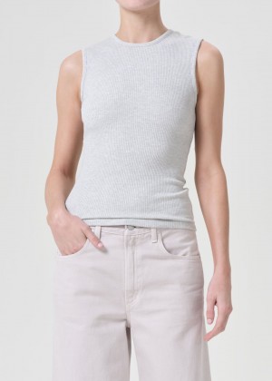 Hauts Agolde Binx Tank Femme Grise | AYKOT-3046