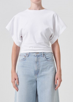 Hauts Agolde Britt Tee Femme Blanche | VDLZO-8516