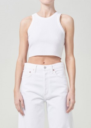 Hauts Agolde Cropped Bailey Tank Femme Blanche | WHNPQ-9806
