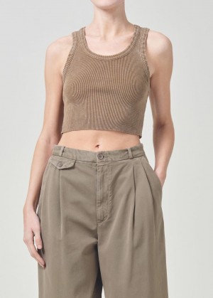 Hauts Agolde Cropped Poppy Tank Femme Bamboo | ISNTH-1207