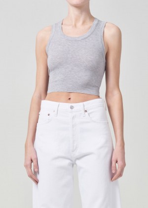 Hauts Agolde Cropped Poppy Tank Femme Grise | FXEJS-7035