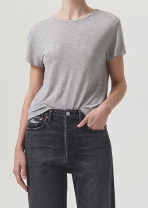 Hauts Agolde Drew Tee Femme Grise | ZESMJ-7502