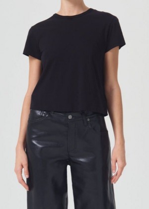 Hauts Agolde Drew Tee Femme Noir | QDKHO-4273
