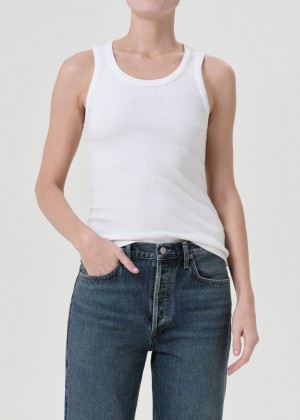 Hauts Agolde Poppy Tank Femme Blanche | OHCAR-0618