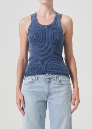 Hauts Agolde Poppy Tank Femme Indigo | YSXZJ-1093