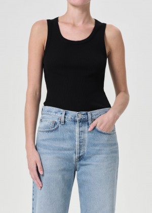 Hauts Agolde Poppy Tank Femme Noir | AHTKE-8207