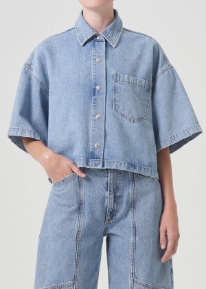 Hauts Agolde Rona Box Shirt Femme Effect | LABRN-8624