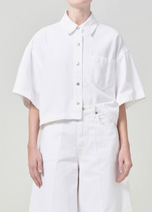 Hauts Agolde Rona Box Shirt Femme Milkshake | BGQJL-5084