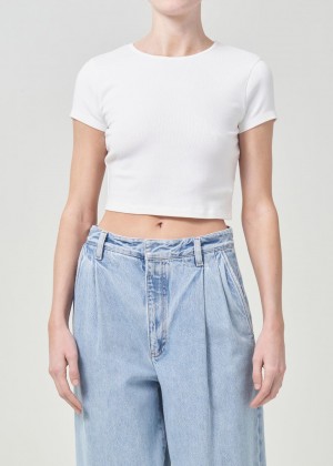 Hauts Agolde Savannah Tee Femme Blanche | JXEZI-3164