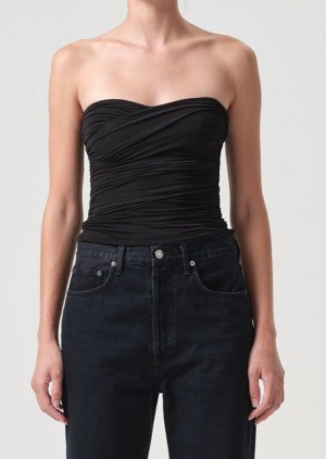 Hauts Agolde Tonia Twist Tube Femme Noir | HGDKZ-7398