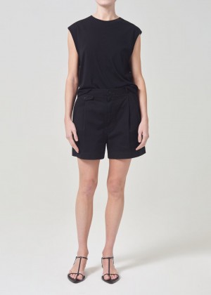 Pantalon Agolde Becker Short Femme Noir | MSZTQ-0354