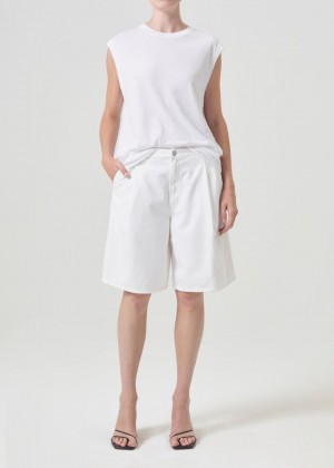 Short Agolde Ellis Trouser Short Femme Milkshake | PCSDX-4170