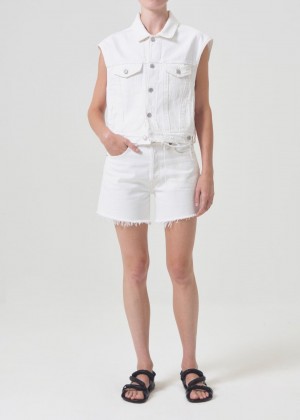 Short Agolde Parker Long Short Femme Panna Cotta | QMVBG-9045