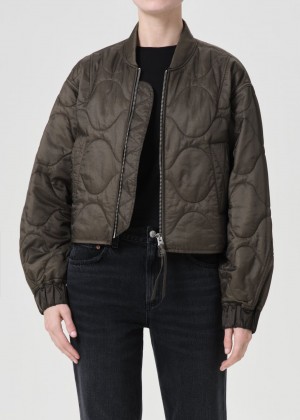 Vestes Agolde Iona Quilted Jacket Femme Vert Olive | VJDBC-2536
