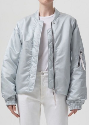 Vestes Agolde Shoreditch Ski Club Nisa Bomber Jacket Femme Oyster | ROBUJ-3406