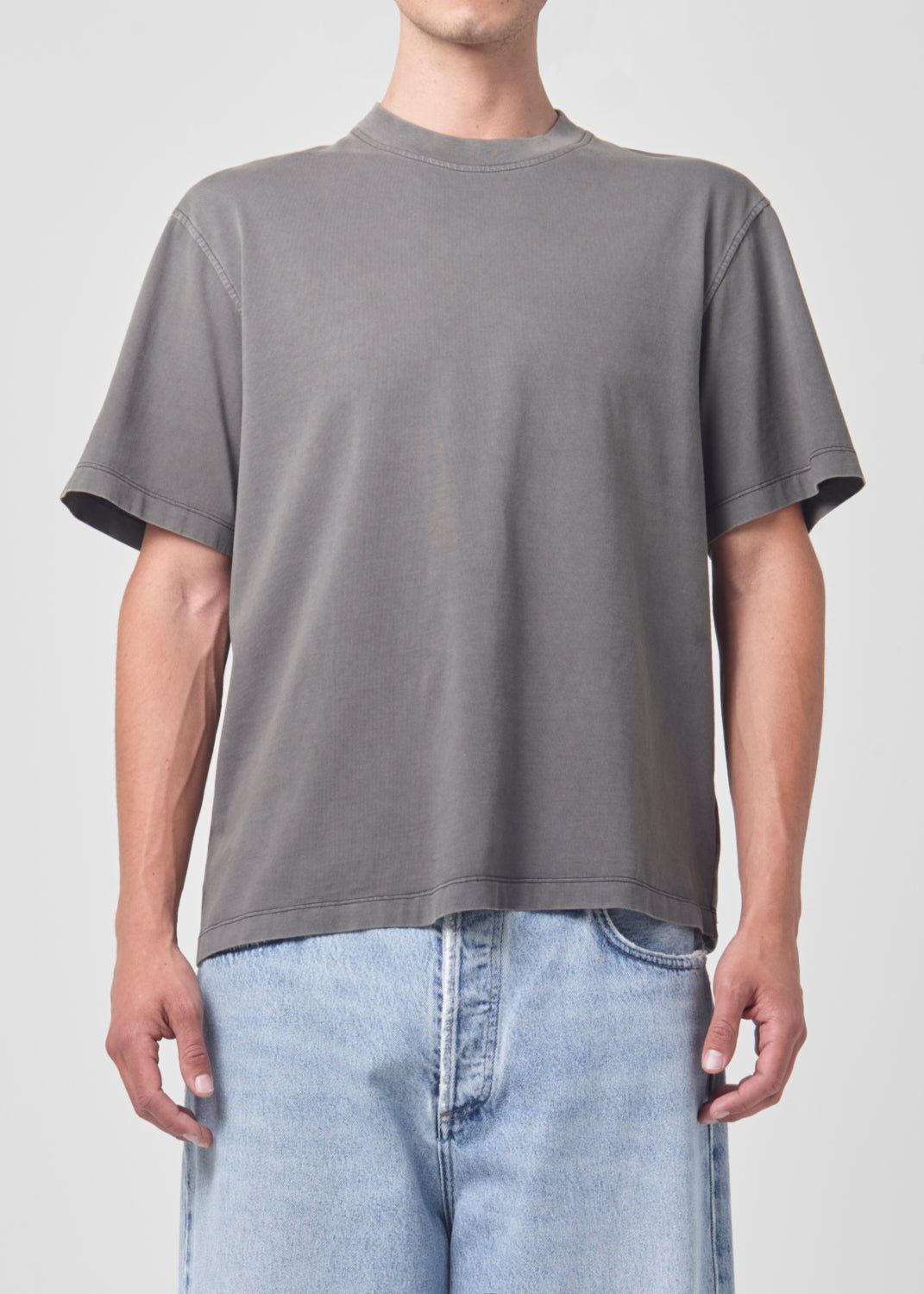 Chemises Agolde Asha Mock Neck Tee Homme Flint | WYNJO-6732