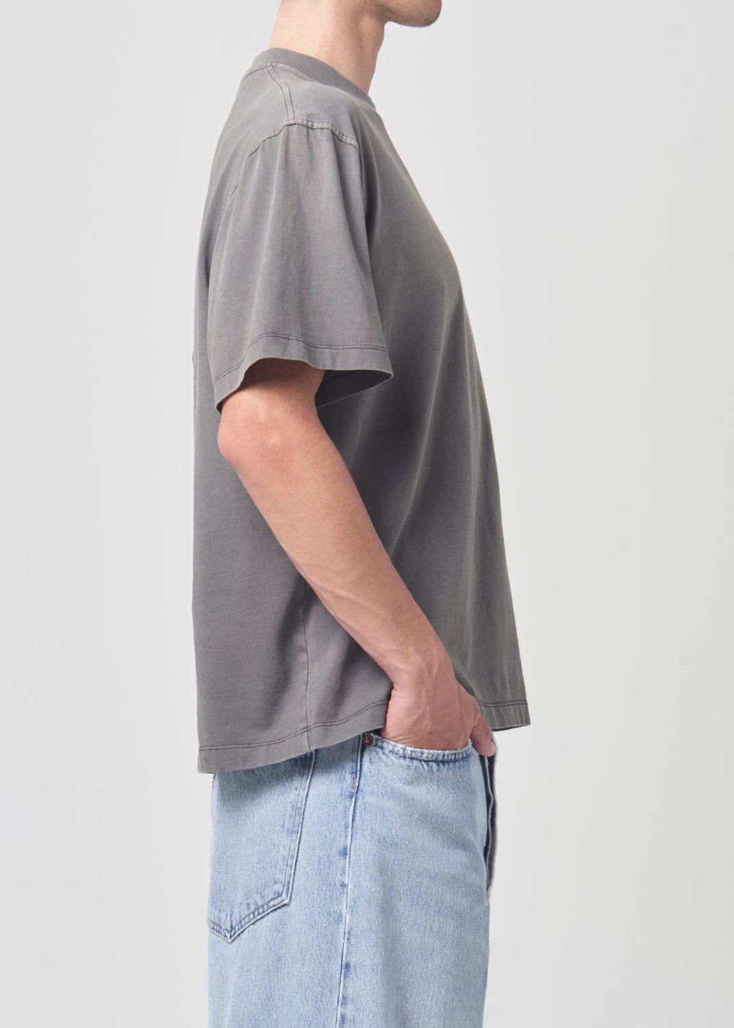 Chemises Agolde Asha Mock Neck Tee Homme Flint | WYNJO-6732