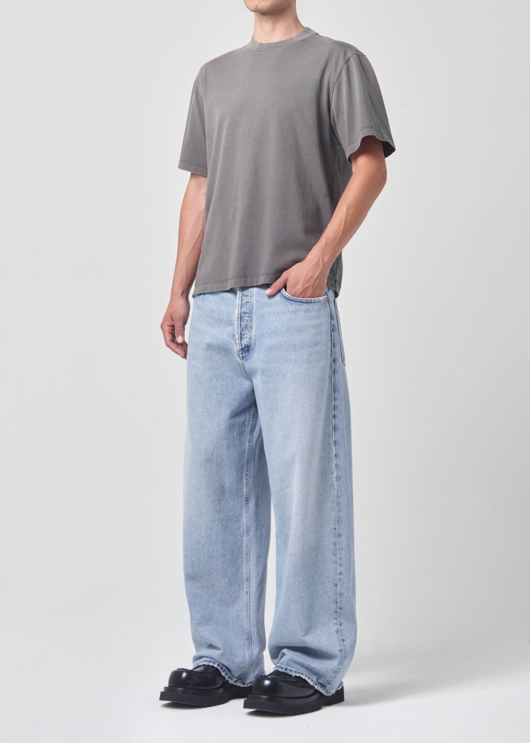 Chemises Agolde Asha Mock Neck Tee Homme Flint | WYNJO-6732