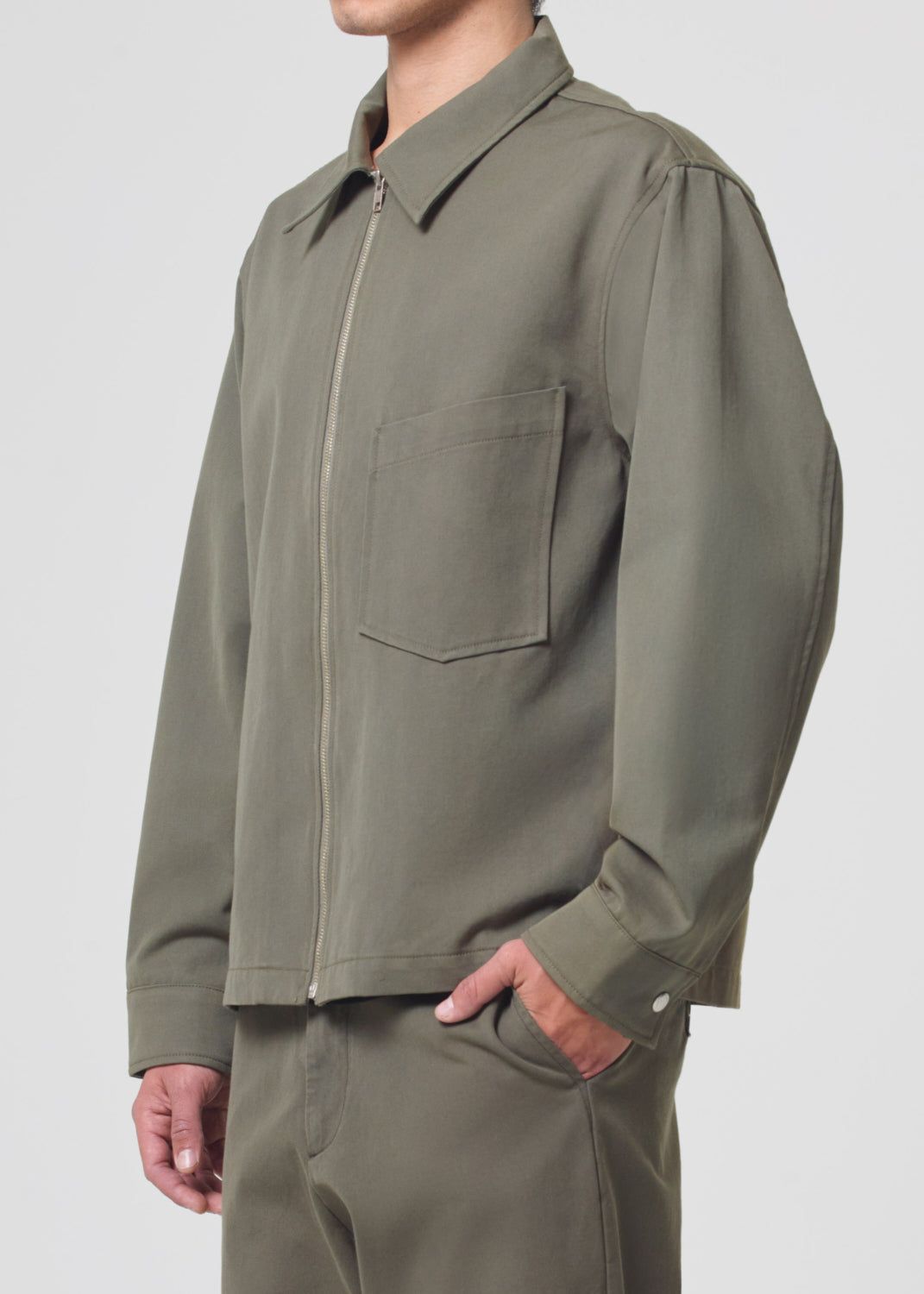 Chemises Agolde Atlas Zip Shirt Homme Moss | OLCUM-1890