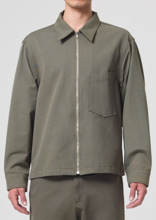 Chemises Agolde Atlas Zip Shirt Homme Moss | OLCUM-1890