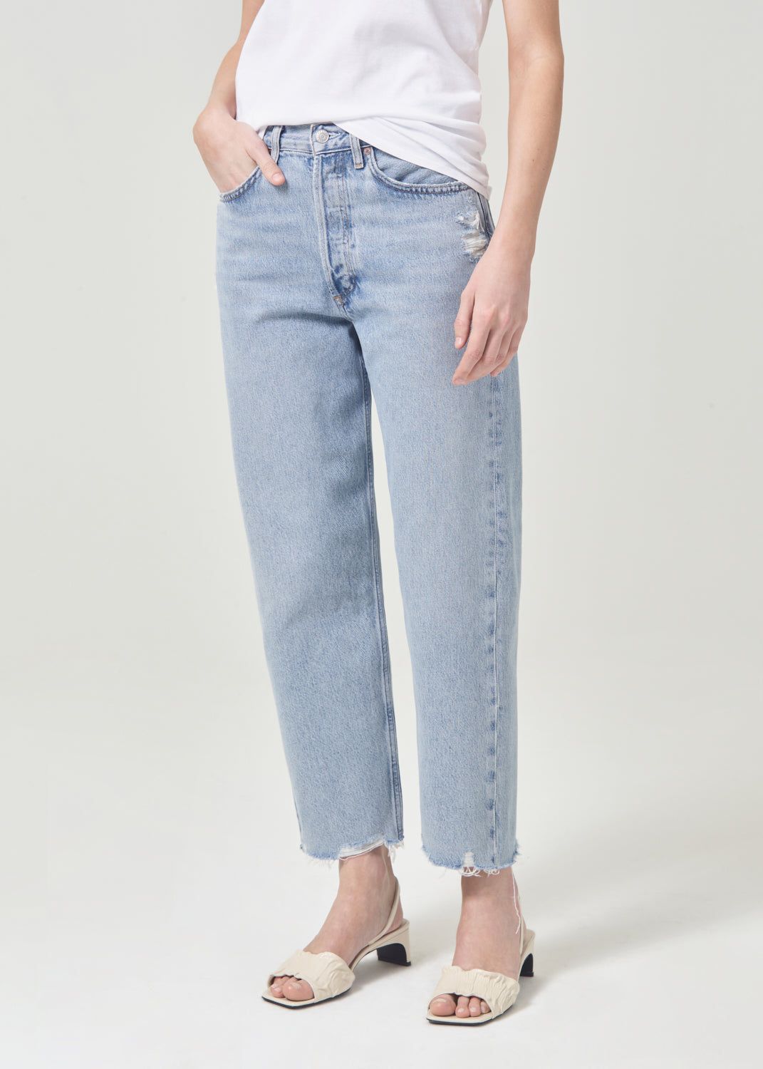 Denim Agolde 90's Crop Mid Rise Straight Femme Nerve | OIYDC-9458