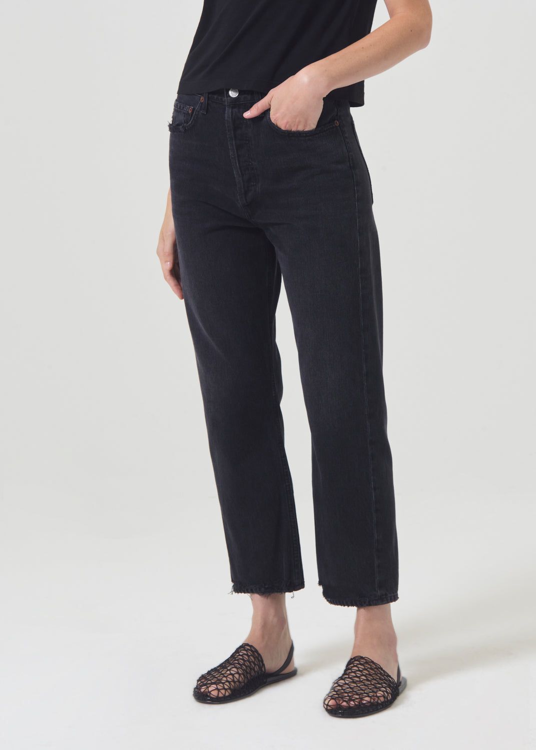 Denim Agolde 90's Crop Mid Rise Straight Femme Tar | EZJUB-9285