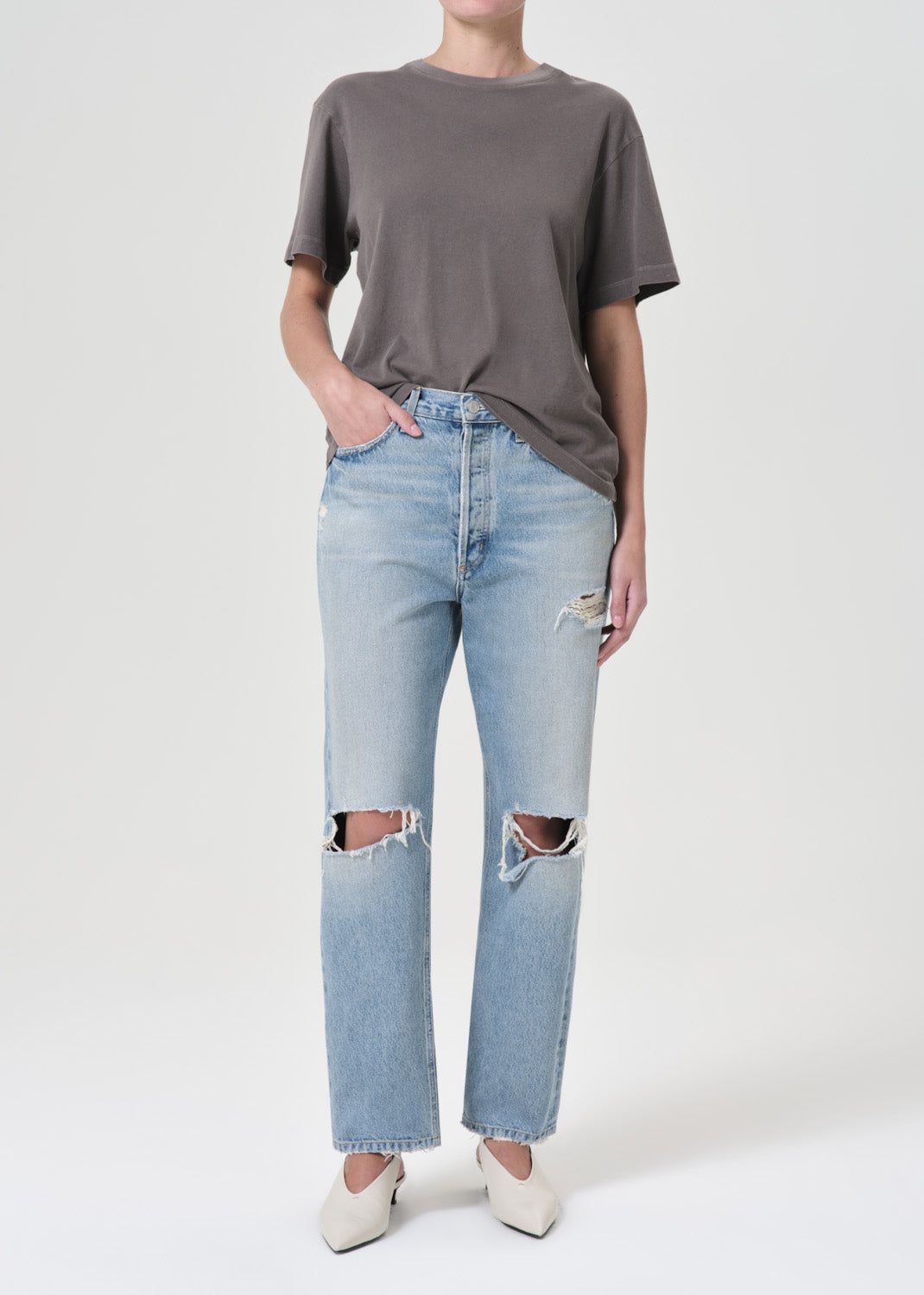 Denim Agolde 90\'s Mid Rise Straight Femme Threadbare | LMIHA-4529