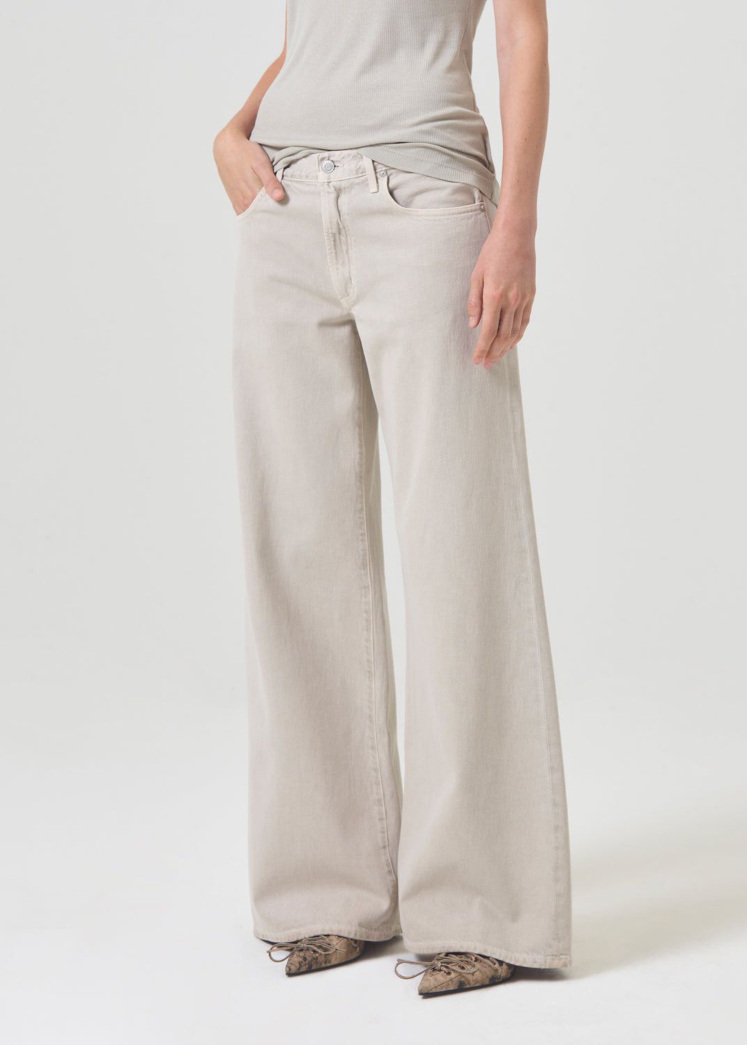 Denim Agolde Clara Low Rise Baggy Flare Femme Tusk | ICONG-5912