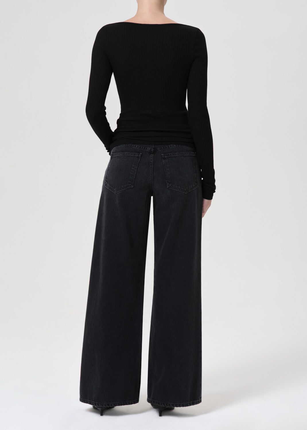Denim Agolde Clara Low Rise Baggy Flare Femme Mascara | JCZSH-0732