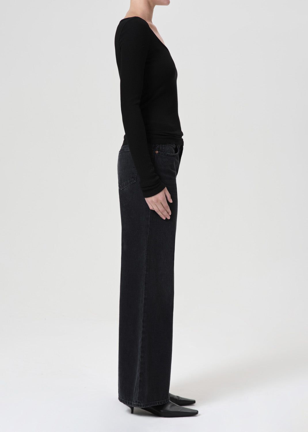 Denim Agolde Clara Low Rise Baggy Flare Femme Mascara | JCZSH-0732