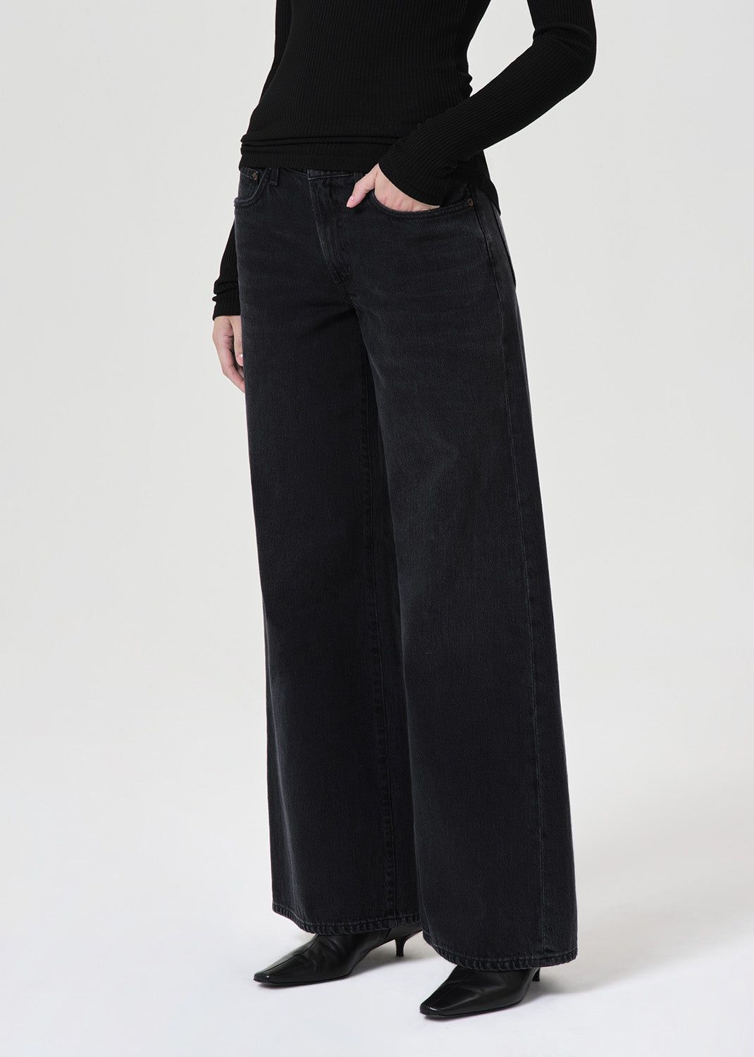 Denim Agolde Clara Low Rise Baggy Flare Femme Mascara | JCZSH-0732