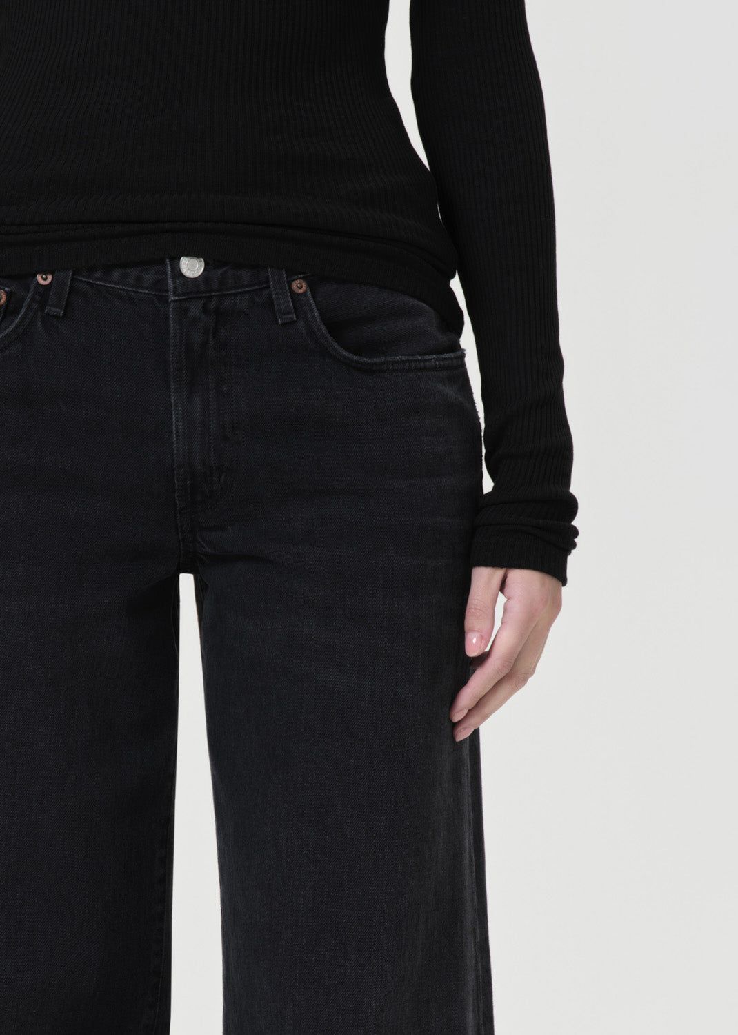 Denim Agolde Clara Low Rise Baggy Flare Femme Mascara | JCZSH-0732