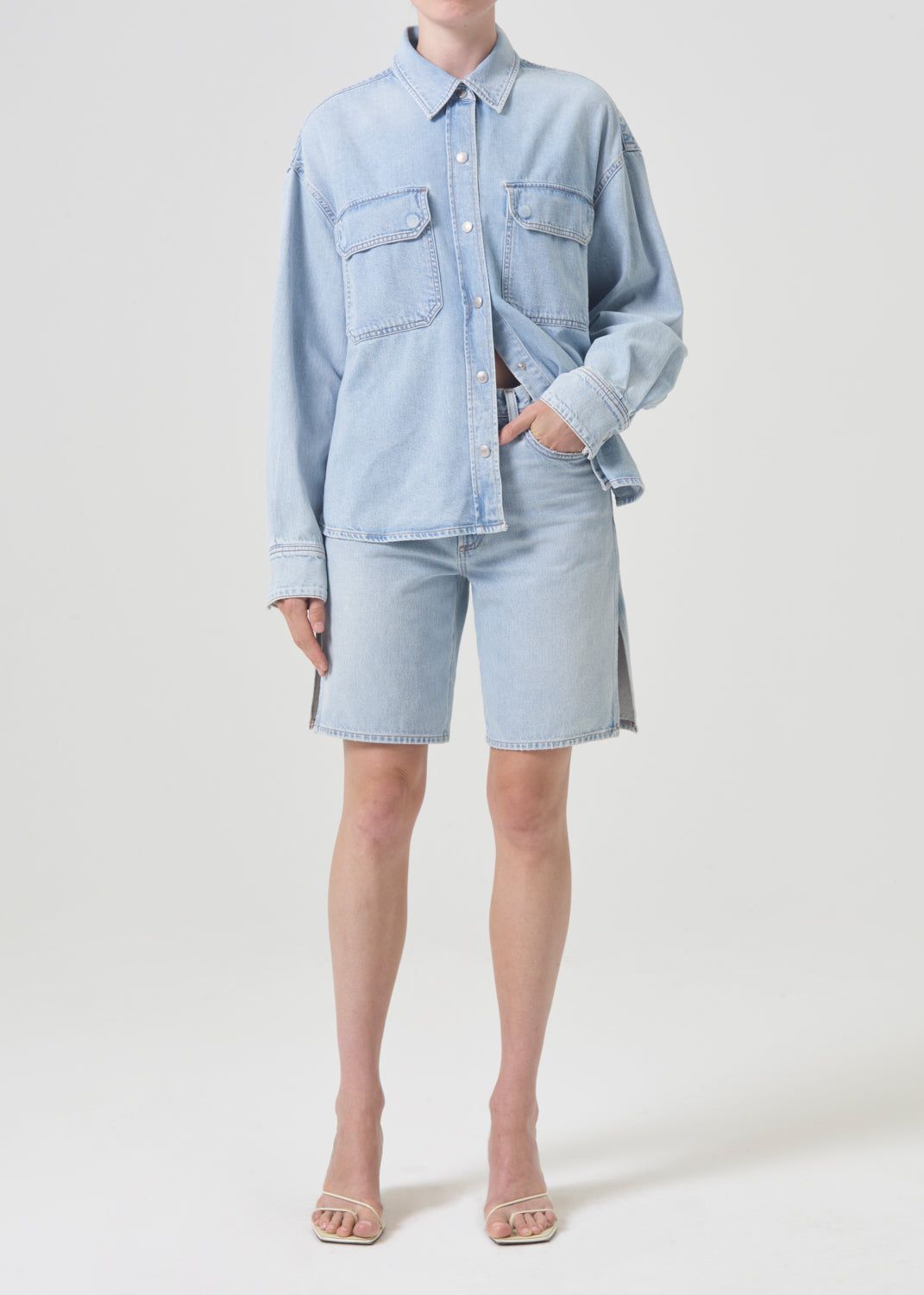 Denim Agolde Gwen Slice Shirt Femme Tension | ANGEM-4820