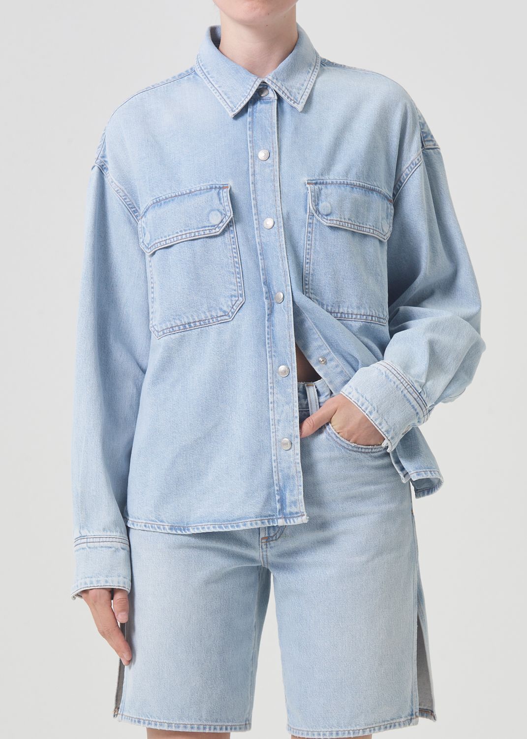 Denim Agolde Gwen Slice Shirt Femme Tension | ANGEM-4820