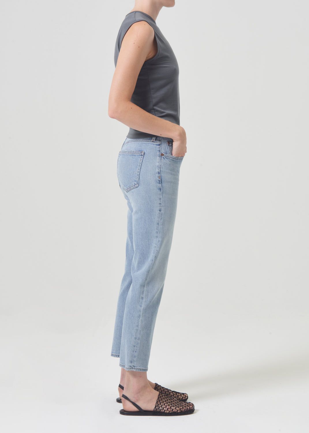 Denim Agolde Kye Mid Rise Straight Crop STRETCH Femme Diversion | HLPRG-9518